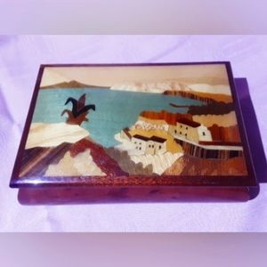 Handmade Carved Wood Jewelry Music Box
